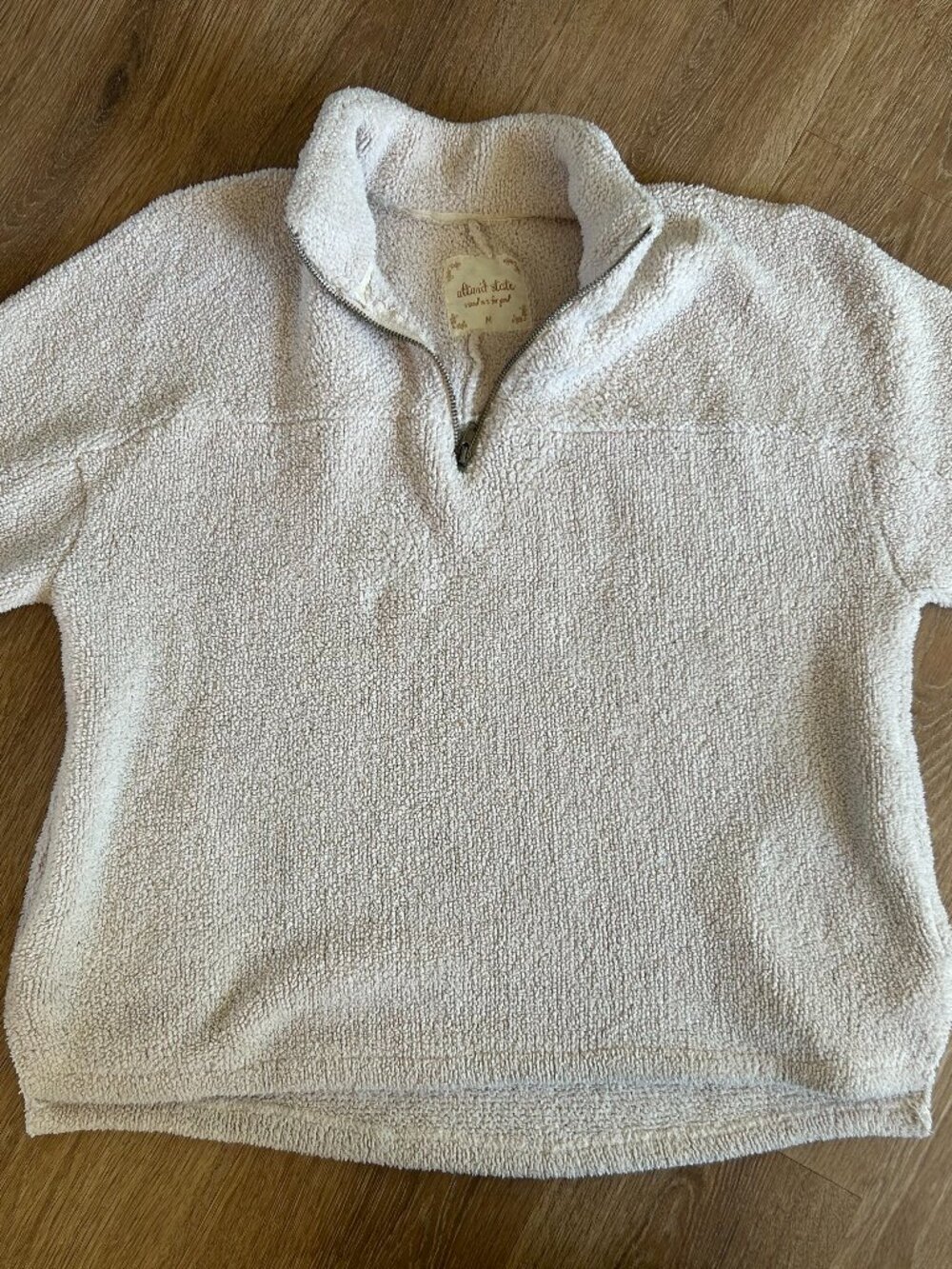 Altar'd State Sherpa Fleece Neutral Quarter Zip Sweater Size Medium